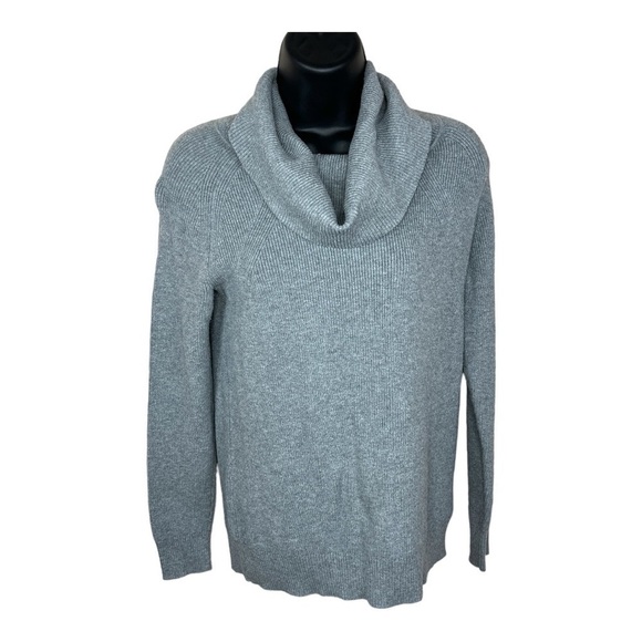 XS Banana Republic Grey Cowl Neck Knit Sweater Cotton Blend Stretch - Picture 1 of 7